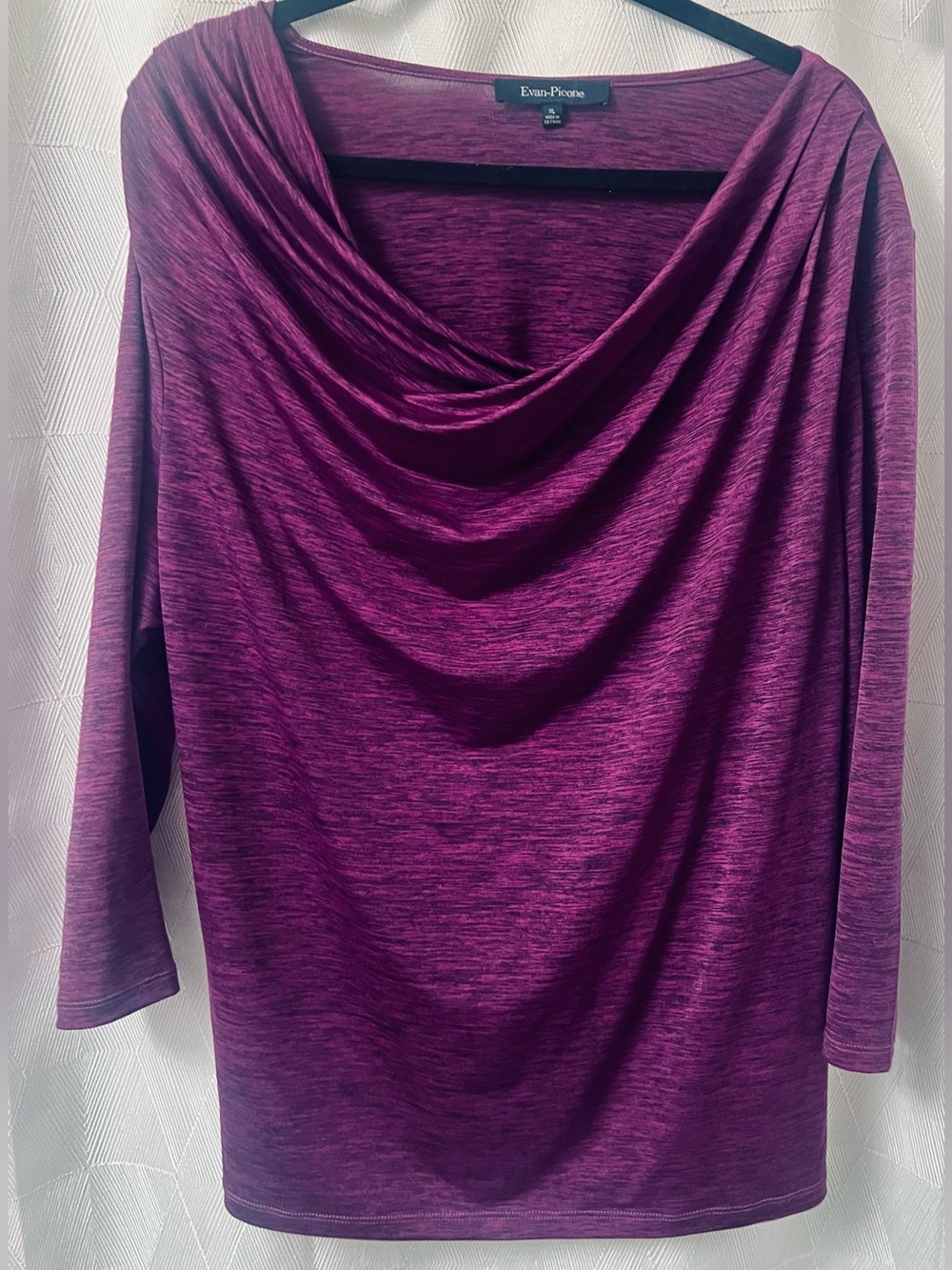 Evan Picone Heathered Plum Cowl Neck Top